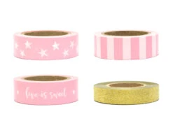 Washi Tape Lichtroze Goud 10m 4st