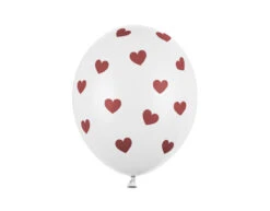 Witte Ballonnen Bordeauxrood Stippen 30cm 6st
