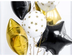 Witte Ballonnen Gouden Sterren 30cm 6st -Feestspullen Winkel witte ballonnen gouden sterren 30cm 6st 2