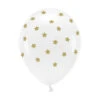 Witte Ballonnen Gouden Sterren 33cm 6st