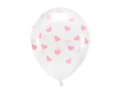 Witte Ballonnen Lichtroze Hartjes 33cm 6st