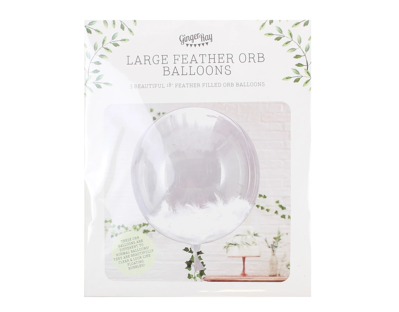 Witte Ballonnen Veren 33cm 3st 3 Witte Ballonnen Veren 33cm 3st - Afbeelding 3