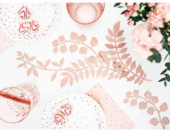 Witte Borden Rose Gouden Stippen 18cm 6st -Feestspullen Winkel witte borden rose gouden stippen 18cm 6st 4