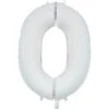 Witte Cijfer Ballon 0 Jaar Glans 86cm