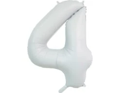 Witte Cijfer Ballon 4 Jaar Glans 86cm