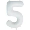 Witte Cijfer Ballon 5 Jaar Glans 86cm
