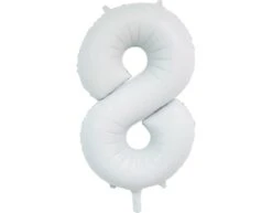 Witte Cijfer Ballon 8 Jaar Glans 86cm