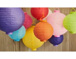 Witte Lampion Rond Met Lampje 20cm 10 Witte Lampion Rond Met Lampje 20cm -Feestspullen Winkel witte lampion rond met lampje 20cm 3