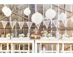 Witte Lampion Rond Met Lampje 20cm 12 Witte Lampion Rond Met Lampje 20cm -Feestspullen Winkel witte lampion rond met lampje 20cm 5