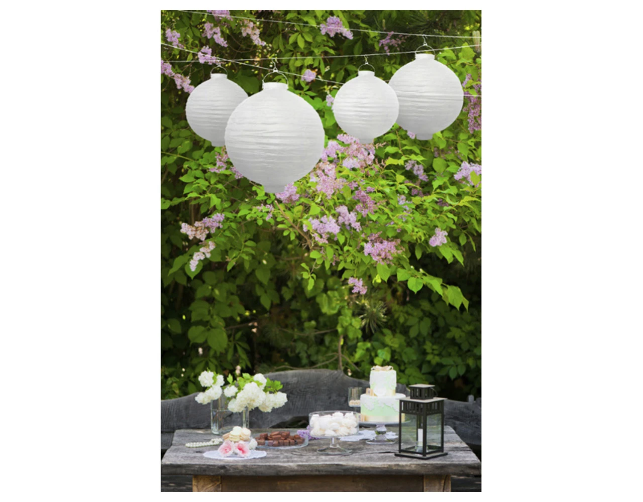 Witte Lampion Rond Met Lampje 30cm 3 Witte Lampion Rond Met Lampje 30cm - Afbeelding 3