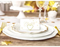 Witte Naamkaartjes Gouden Sterren 9,5cm 10st -Feestspullen Winkel witte naamkaartjes gouden sterren 95cm 10st 3