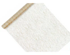 Witte Organza Stof Gouden Bladeren 48cm 9m