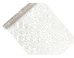 Witte Organza Stof Gouden Strepen 48cm 9m