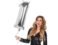 Zilveren Cijfer Ballon 1 Jaar 86cm