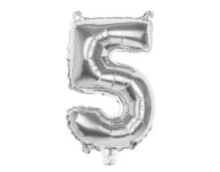 Zilveren Cijfer Ballon 5 Jaar 36cm