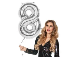Zilveren Cijfer Ballon 8 Jaar 86cm