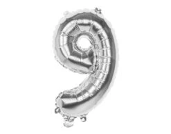 Zilveren Cijfer Ballon 9 Jaar 36cm