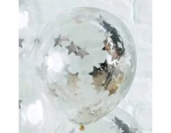 Zilveren Confetti Ballonnen Sterren 30cm 5st -Feestspullen Winkel zilveren confetti ballonnen sterren 30cm 5st 2
