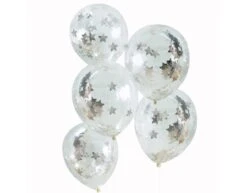 Zilveren Confetti Ballonnen Sterren 30cm 5st