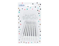 Zilveren Happy Birthday Kaarsen 16st