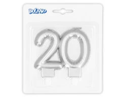 Zilveren Kaars 20 Jaar 8cm -Feestspullen Winkel zilveren kaars 20 jaar 8cm 2