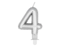 Zilveren Kaars 4 Jaar 8cm