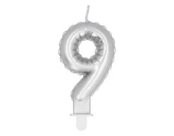 Zilveren Kaars 9 Jaar 8cm