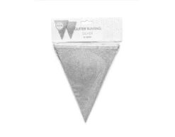 Zilveren Vlaggenlijn Glitter 6m -Feestspullen Winkel zilveren vlaggenlijn glitter 6m 3