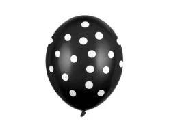 Zwarte Ballonnen Witte Stippjes 30cm 6st