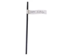 Zwarte Happy Birthday Rietjes 20cm 16st