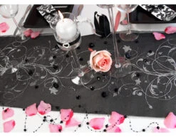 Zwarte Organza Stof Zilveren Bloemen 36cm 9m 12 Zwarte Organza Stof Zilveren Bloemen 36cm 9m -Feestspullen Winkel zwarte organza stof zilveren bloemen 36cm 9m 3