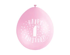 Ballonnen 1 Jaar Happy Birthday Roze 28cm 10st -Feestspullen Winkel ballonnen 1 jaar happy birthday roze 28cm 10st 2