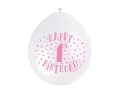 Ballonnen 1 Jaar Happy Birthday Roze 28cm 10st -Feestspullen Winkel ballonnen 1 jaar happy birthday roze 28cm 10st 3