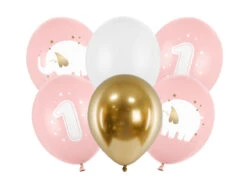 Ballonnen 1 Jaar Mix Roze 30cm 6st