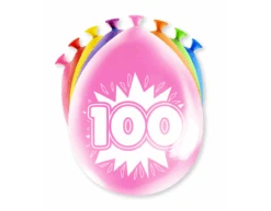 Ballonnen 100 Jaar Hoera 30cm 8st