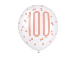 Ballonnen 100 Jaar Rose Goud 30cm 6st -Feestspullen Winkel ballonnen 100 jaar rose goud 30cm 6st 1