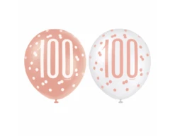 Feestspullen Winkel 28 Feestspullen Winkel -Feestspullen Winkel ballonnen 100 jaar rose goud 30cm 6st