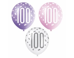 Feestspullen Winkel 24 Feestspullen Winkel -Feestspullen Winkel ballonnen 100 jaar stippen 30cm 6st