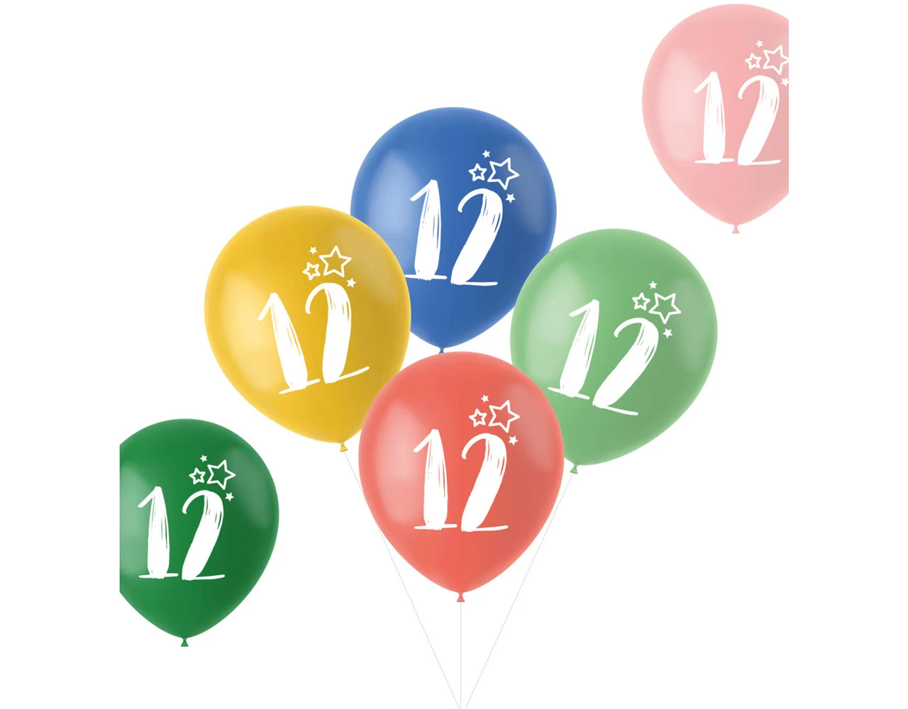 Ballonnen 12 Jaar Gekleurd 33cm 6st 1 Ballonnen 12 Jaar Gekleurd 33cm 6st