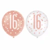 Ballonnen 16 Jaar Rose Goud 30cm 6st
