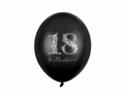 Ballonnen 18 Jaar & Brilliant Zwart 30cm 6st