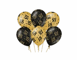 Ballonnen 18 Jaar Goud Zwart 30cm 6st