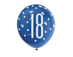 Ballonnen 18 Jaar Stippen Blauw 30cm 6st -Feestspullen Winkel ballonnen 18 jaar stippen blauw 30cm 6st 1