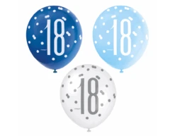 Ballonnen 18 Jaar Stippen Blauw 30cm 6st