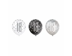 Ballonnen 18 Jaar Stippen Zwart 30cm 6st
