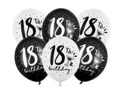 Ballonnen 18 Jaar Zwart Wit 30cm 6st