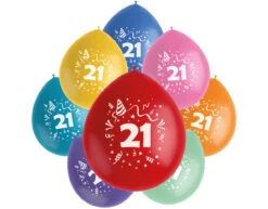 Ballonnen 21 Jaar Gekleurd 23cm 8st