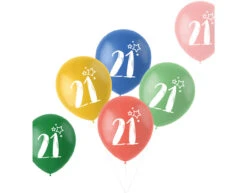 Ballonnen 21 Jaar Gekleurd 33cm 6st