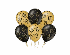 Ballonnen 21 Jaar Goud Zwart 30cm 6st