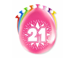 Ballonnen 21 Jaar Hoera 30cm 8st